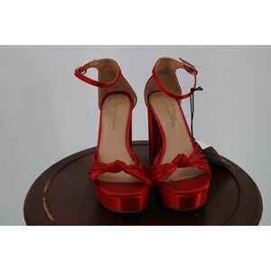 Who What Wear Redella Platform Heels Womens‎ Size 6.5 Red Block High Heel Shoe